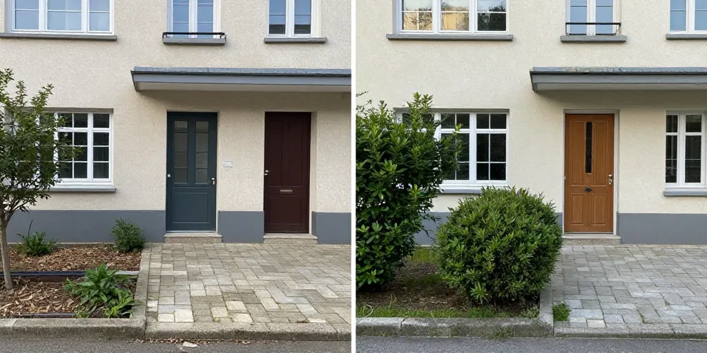 aménagement jardin extérieur devant maison